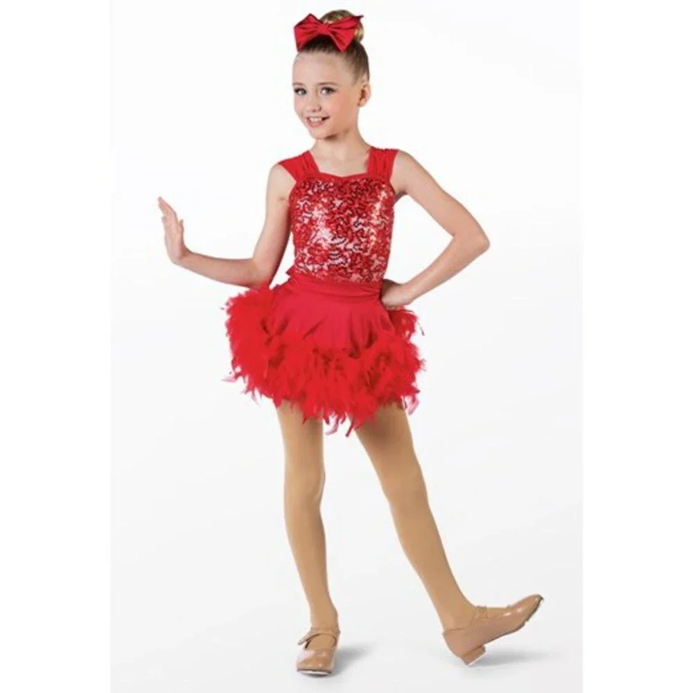 Pre-Owned Dance Costume Weissman 13731 Intermediate Child Red Ballet Sequin